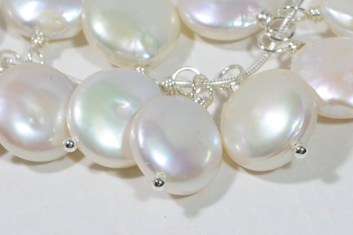 AAA White Freshwater Pearl Coin Pendant - Silver Plated