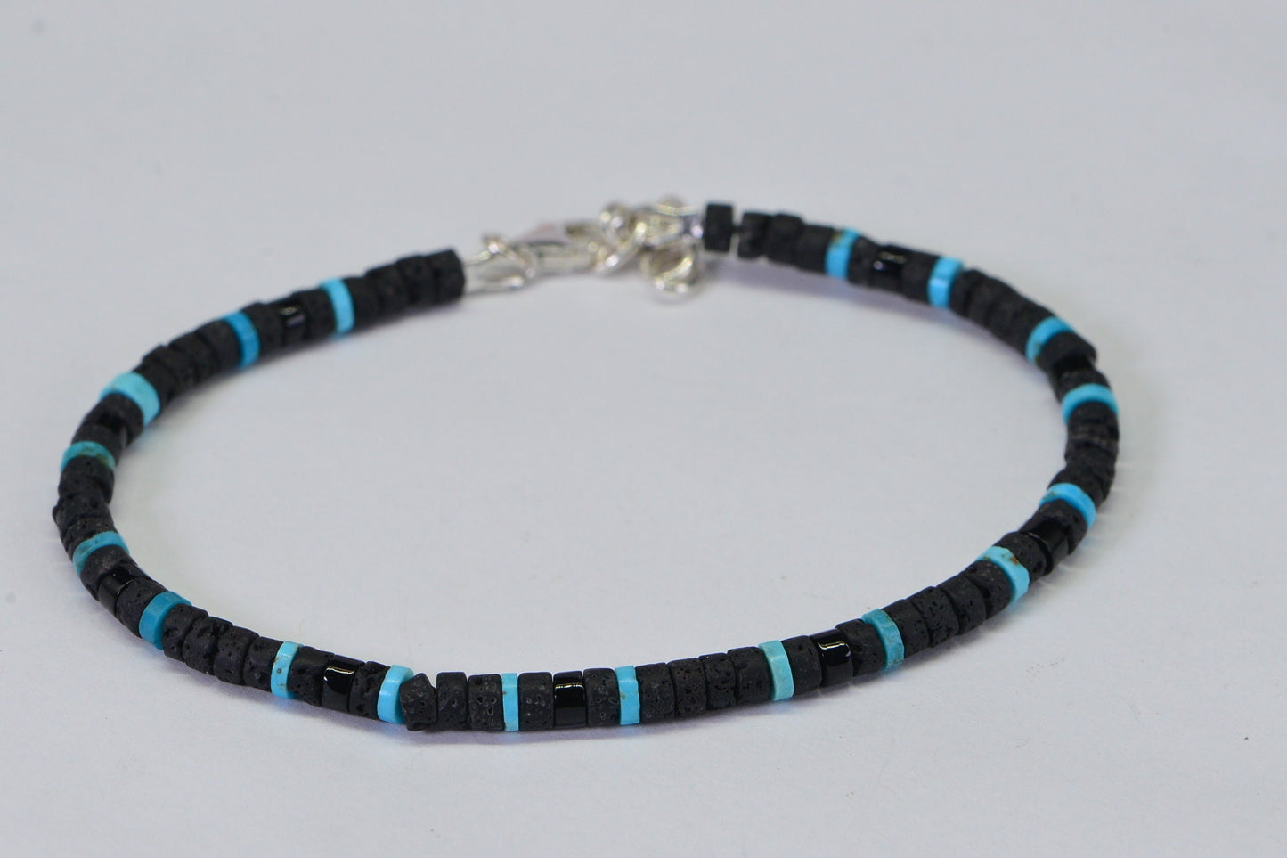 Gemstone Bracelets For Man Black Lava Tourmaline Turquoise Triple Protection Prosperity Men Gift