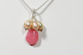 Rhodochrosite Sterling Silver Pendant: Peach Pearl Gemstone Necklace