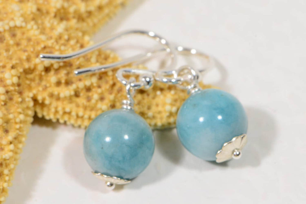 Larimar Quartz Dangle Earrings: Gemstone Bridesmaid Jewelry
