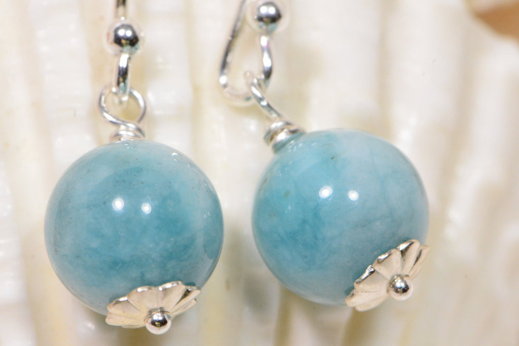 Larimar Quartz Dangle Earrings: Gemstone Bridesmaid Jewelry