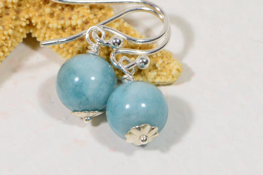 Larimar Quartz Dangle Earrings: Gemstone Bridesmaid Jewelry