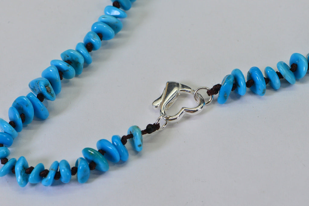 Arizona Turquoise & Oyster Shell Pendant Necklace: Sleeping Beauty Turquoise