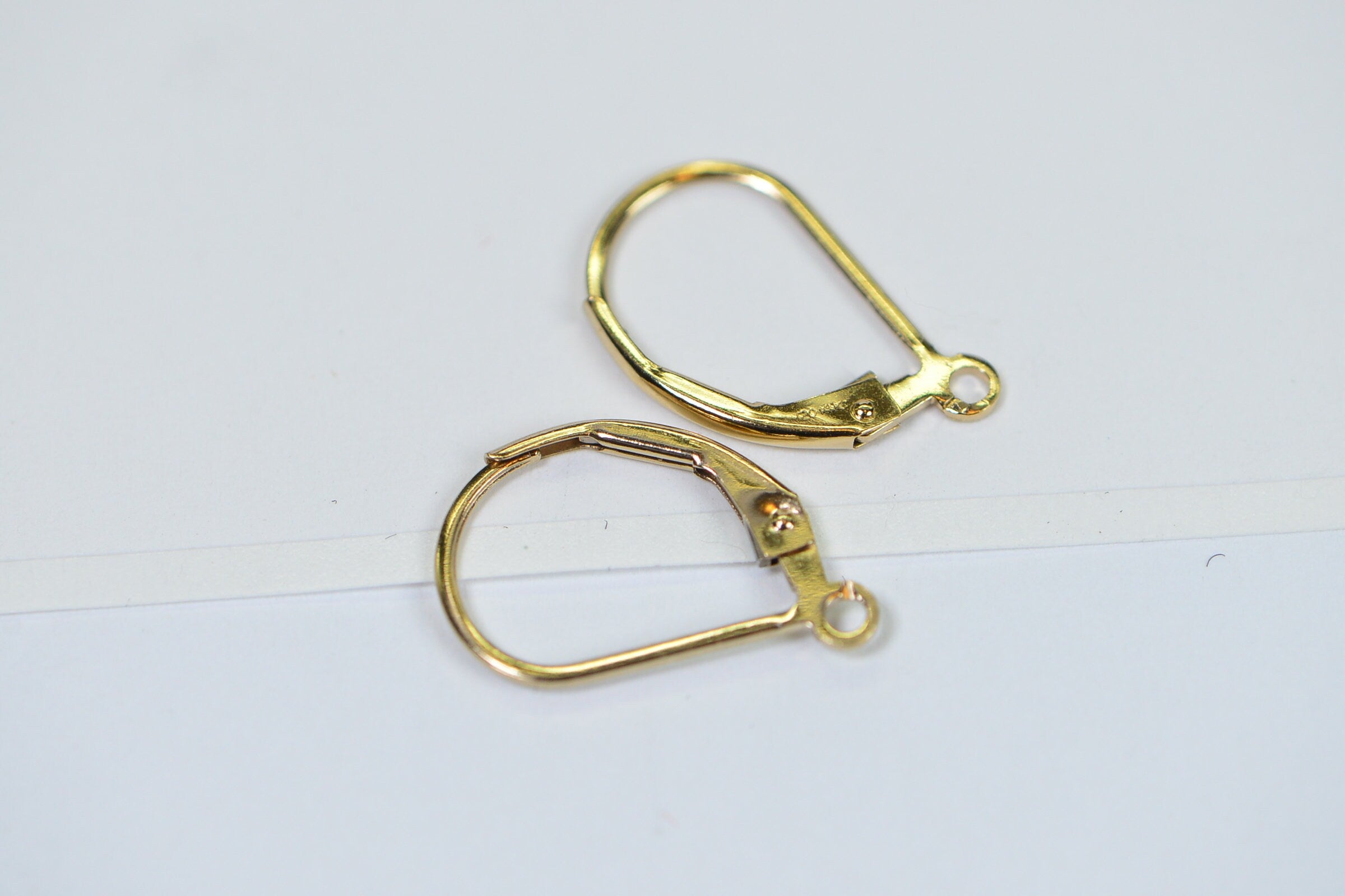 14K Gold Filled Plain Lever Back Ear Wire with Open Ring One Pair Earrings