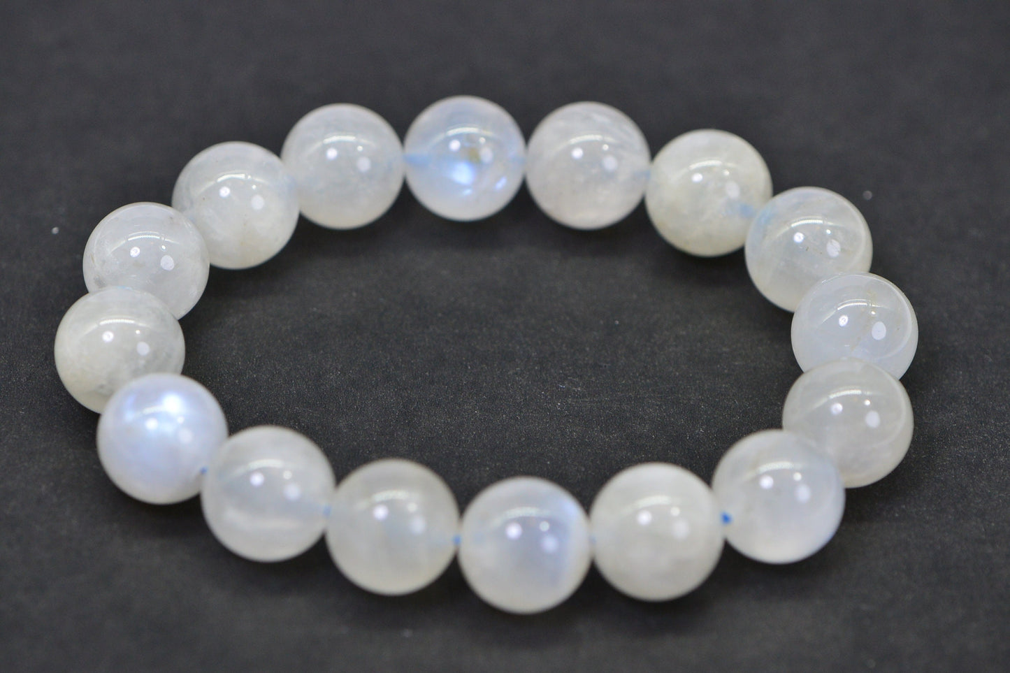 12mm Moonstone Bracelet Round Smooth Beads Crystal Healing Bracelet