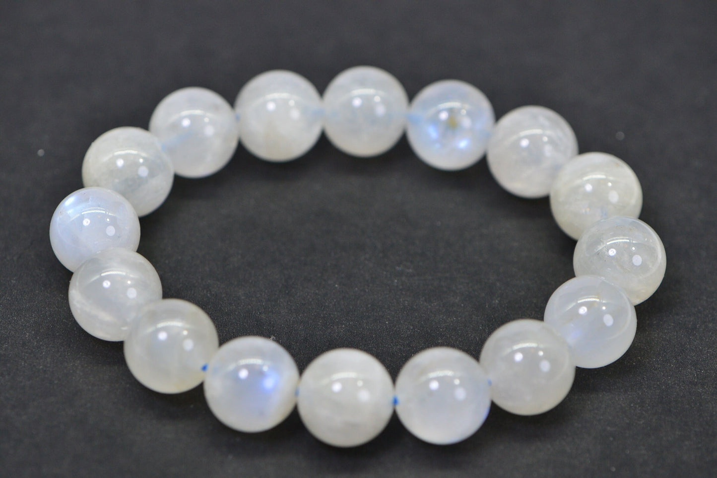 12mm Moonstone Bracelet Round Smooth Beads Crystal Healing Bracelet