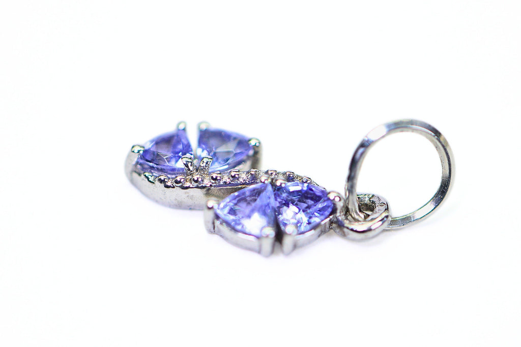 Trillion Tanzanite Charm: Dainty Sterling Silver Pendant, December Birthstone