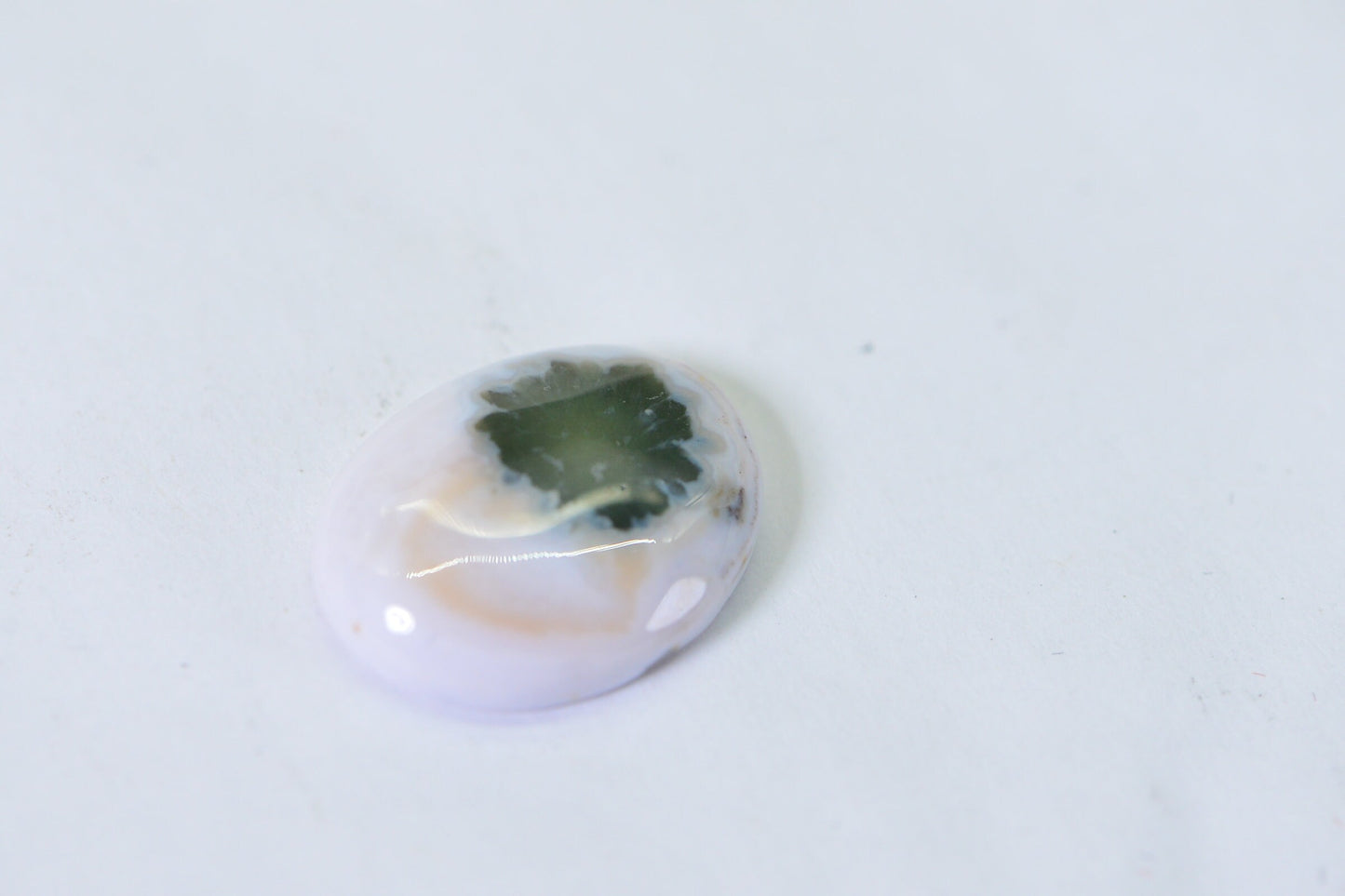 Ocean Jasper Cabochon: Green & White Gemstone, 19x14.5mm