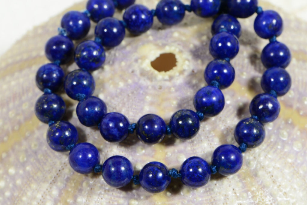 Lapis Lazuli Knotted Anklet Beaded Bracelet Mala Jewelry