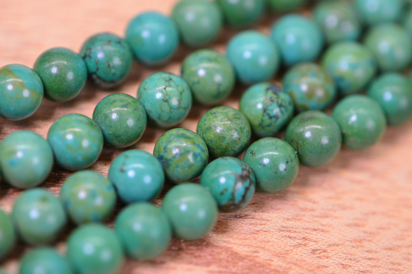 Green Turquoise Beads: 6mm Round Tibetan Strand