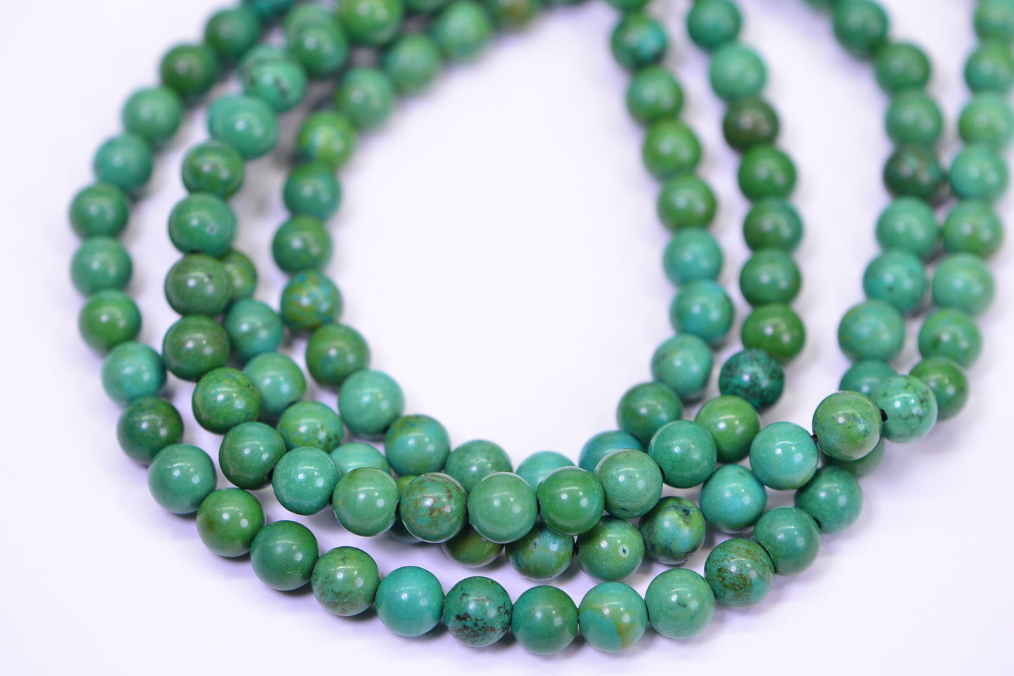 Green Turquoise Beads: 6mm Round Tibetan Strand