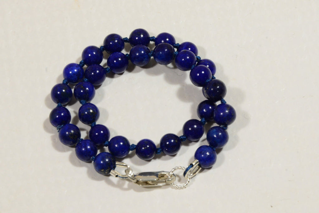 Lapis Lazuli Knotted Anklet Beaded Bracelet Mala Jewelry