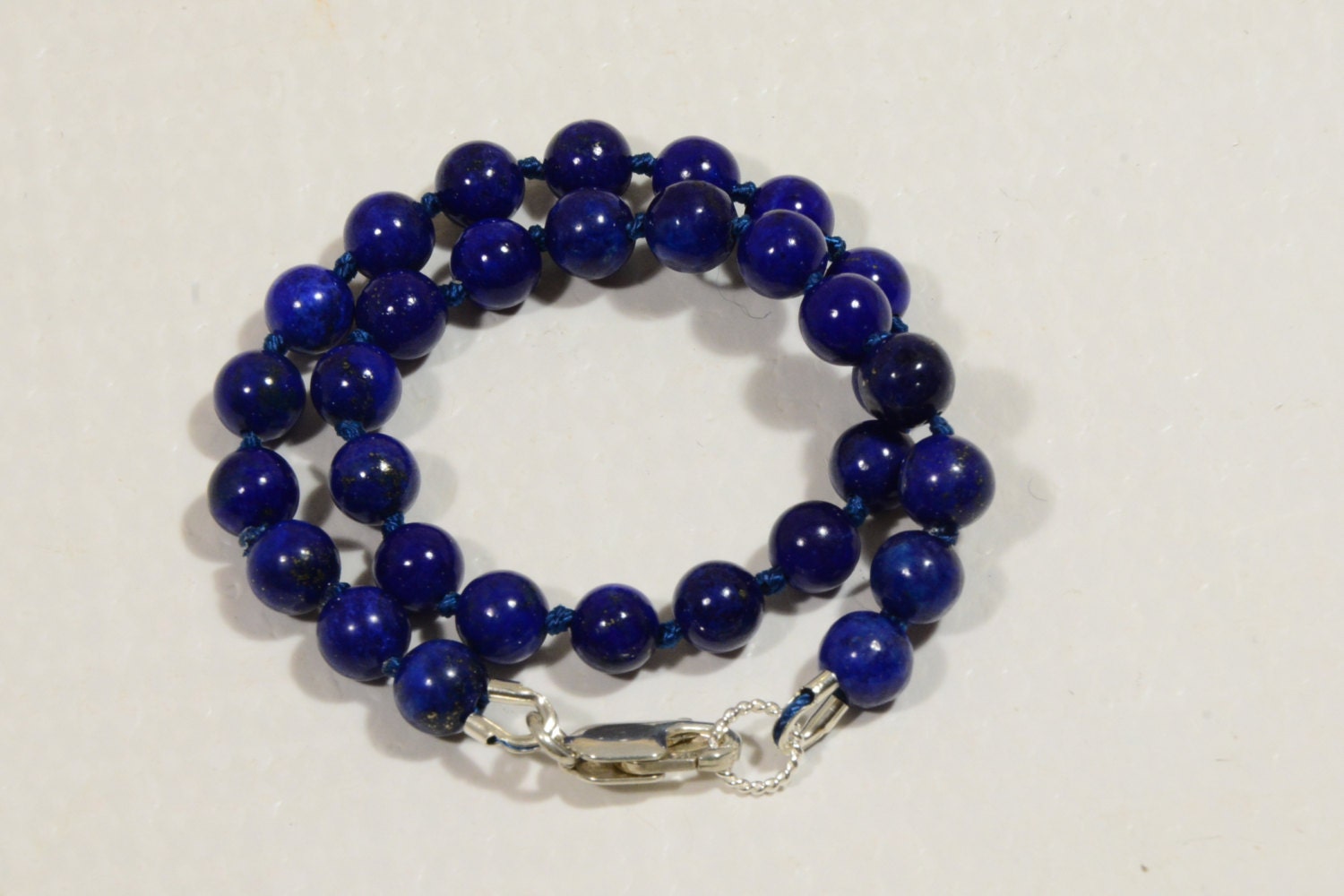 Lapis Lazuli Knotted Anklet Beaded Bracelet Mala Jewelry