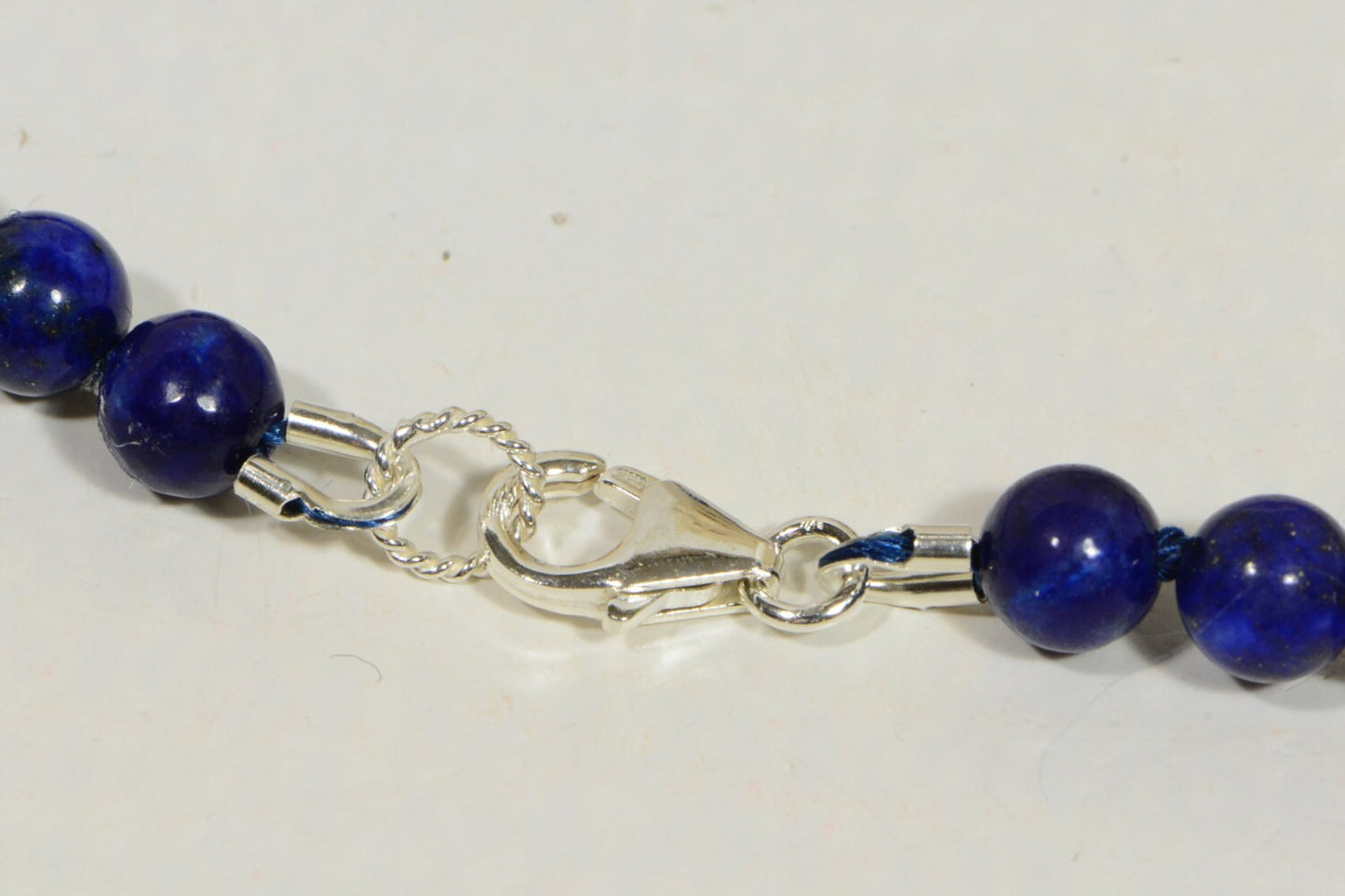 Knotted Lapis Lazuli Bracelet, AAA Gemstone Beads, Sterling Silver Clasp