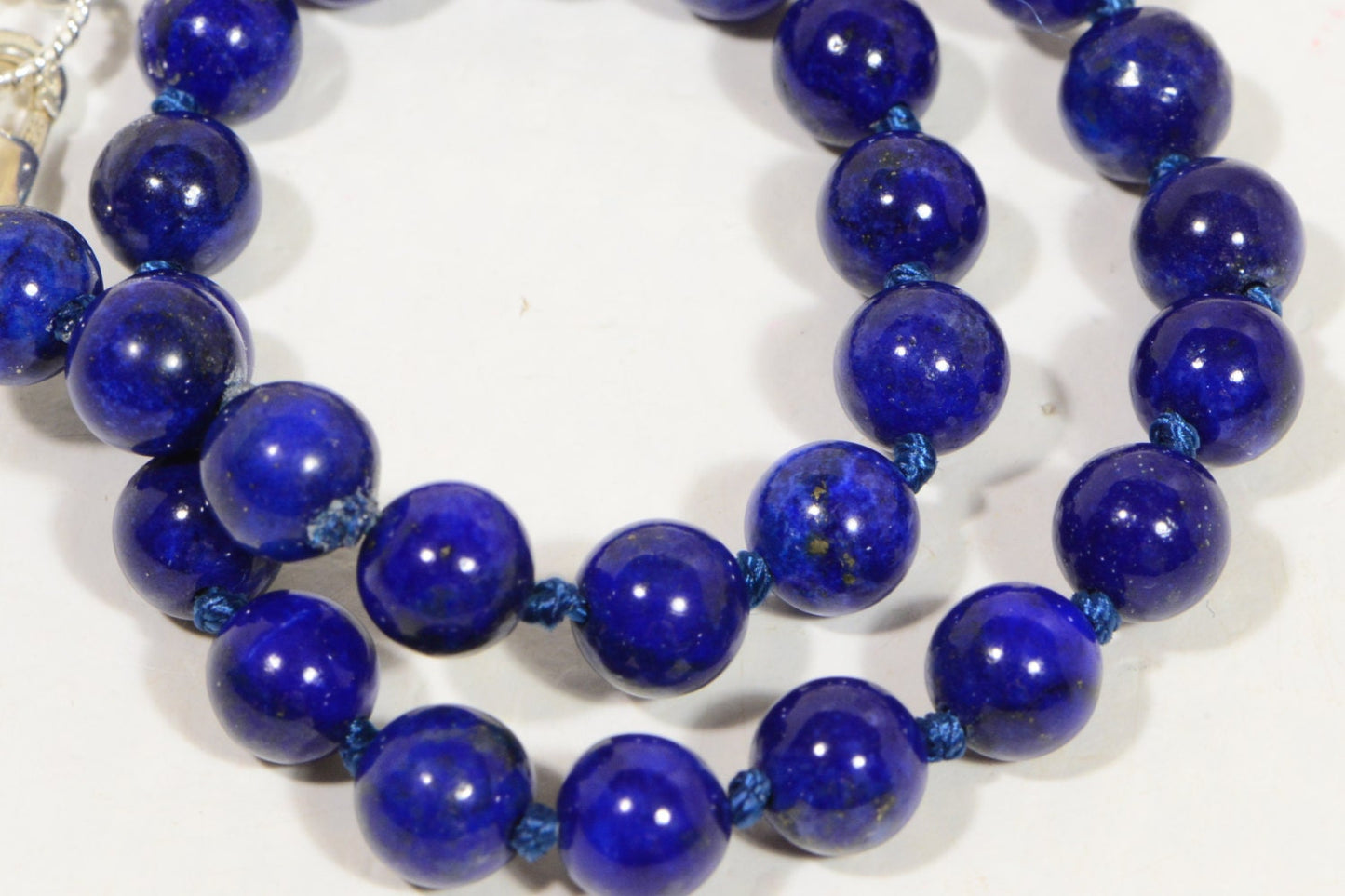 Knotted Lapis Lazuli Bracelet, AAA Gemstone Beads, Sterling Silver Clasp