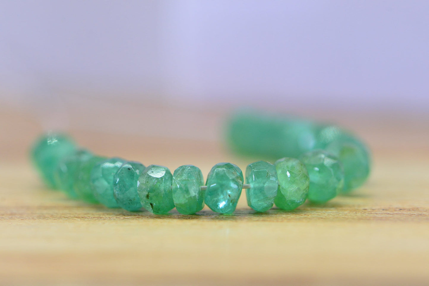 5ct Zambian Emerald Rondelle Beads: Natural Untreated Gemstone