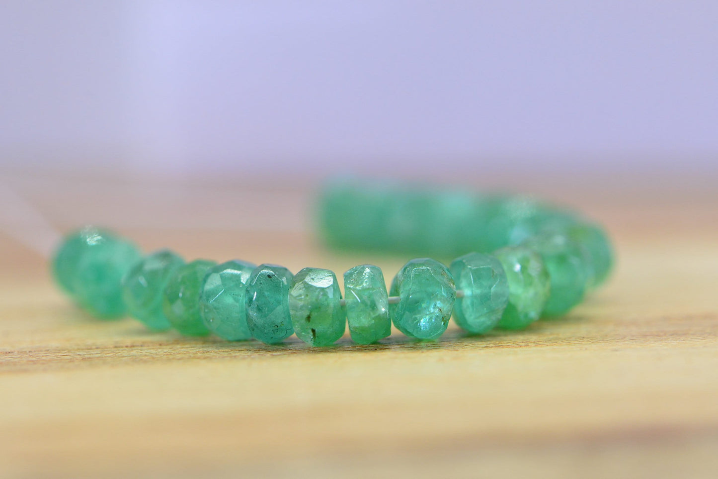5ct Zambian Emerald Rondelle Beads: Natural Untreated Gemstone