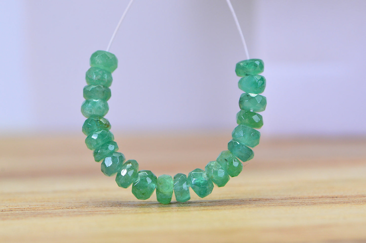5ct Zambian Emerald Rondelle Beads: Natural Untreated Gemstone