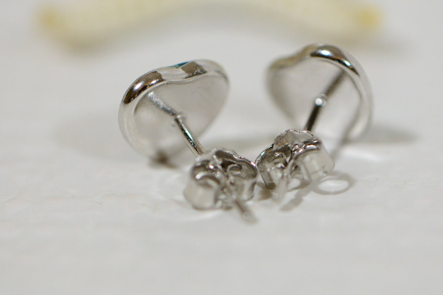 Blue Opal Heart Stud Earrings, Sterling Silver Bezel Set