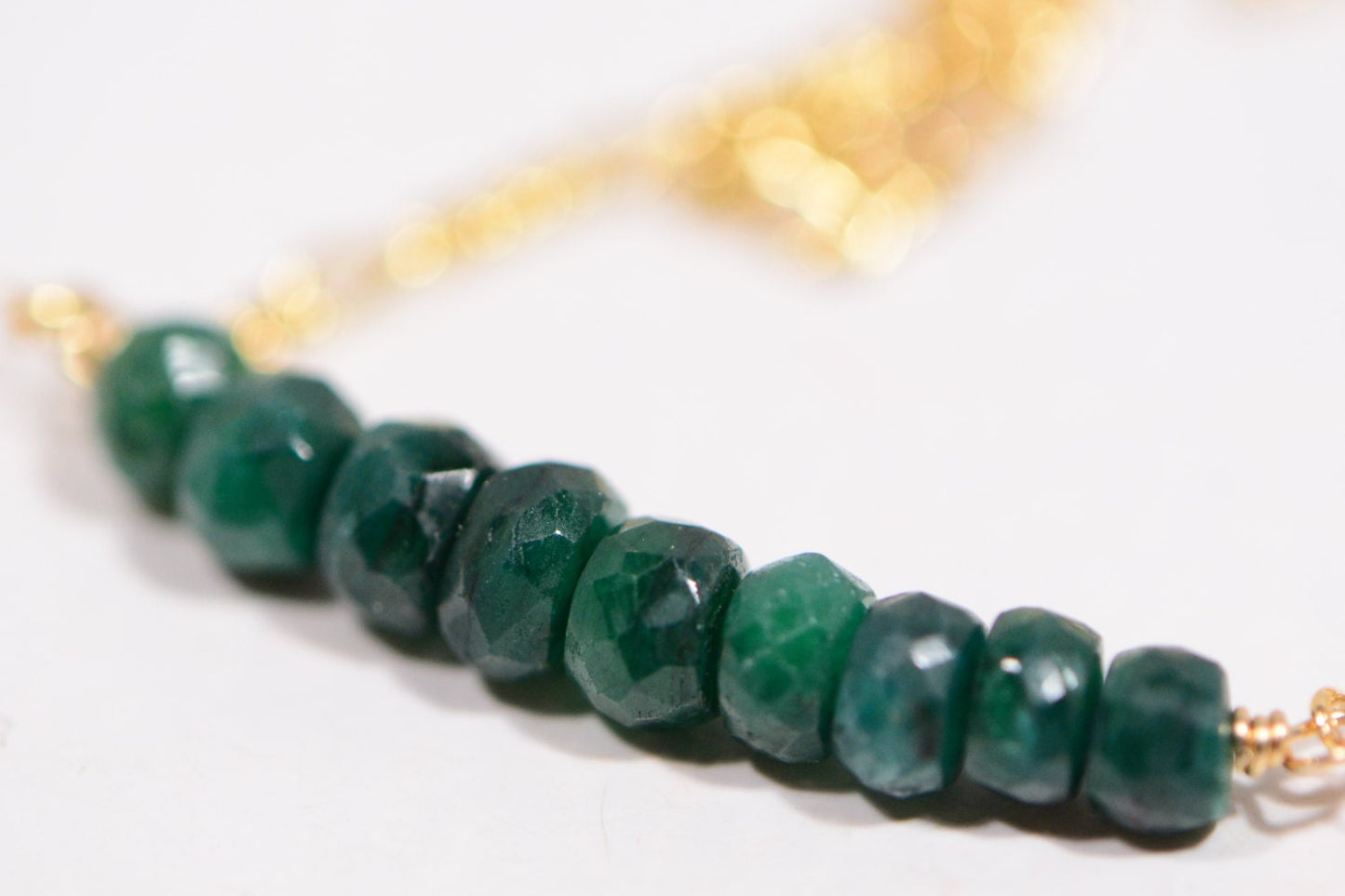 Birthstone Necklace Natural Emerald Necklace On 14K Gold filled Figaro Chain  Mothers Day Gift