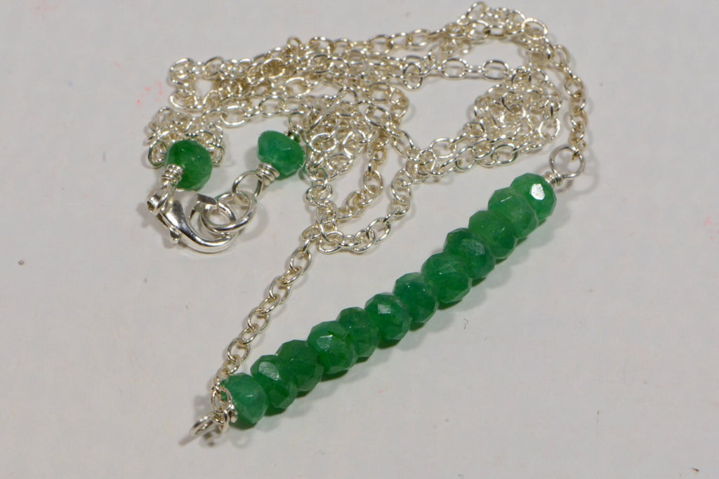 Colombian Emerald Bar Necklace: Sterling Silver Wire Wrapped Jewelry