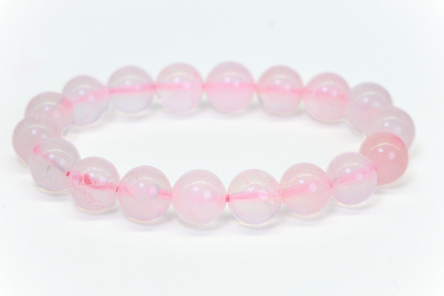 10mm Rose Quartz Crystal Bracelet: Hand-Crafted Healing Energy