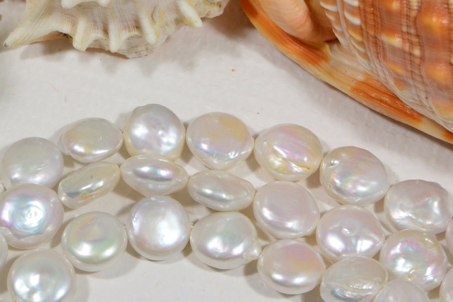 13mm  White  Coin Freshwater  Pearl Cultured Pearl Beads Jewelry Making Supplies