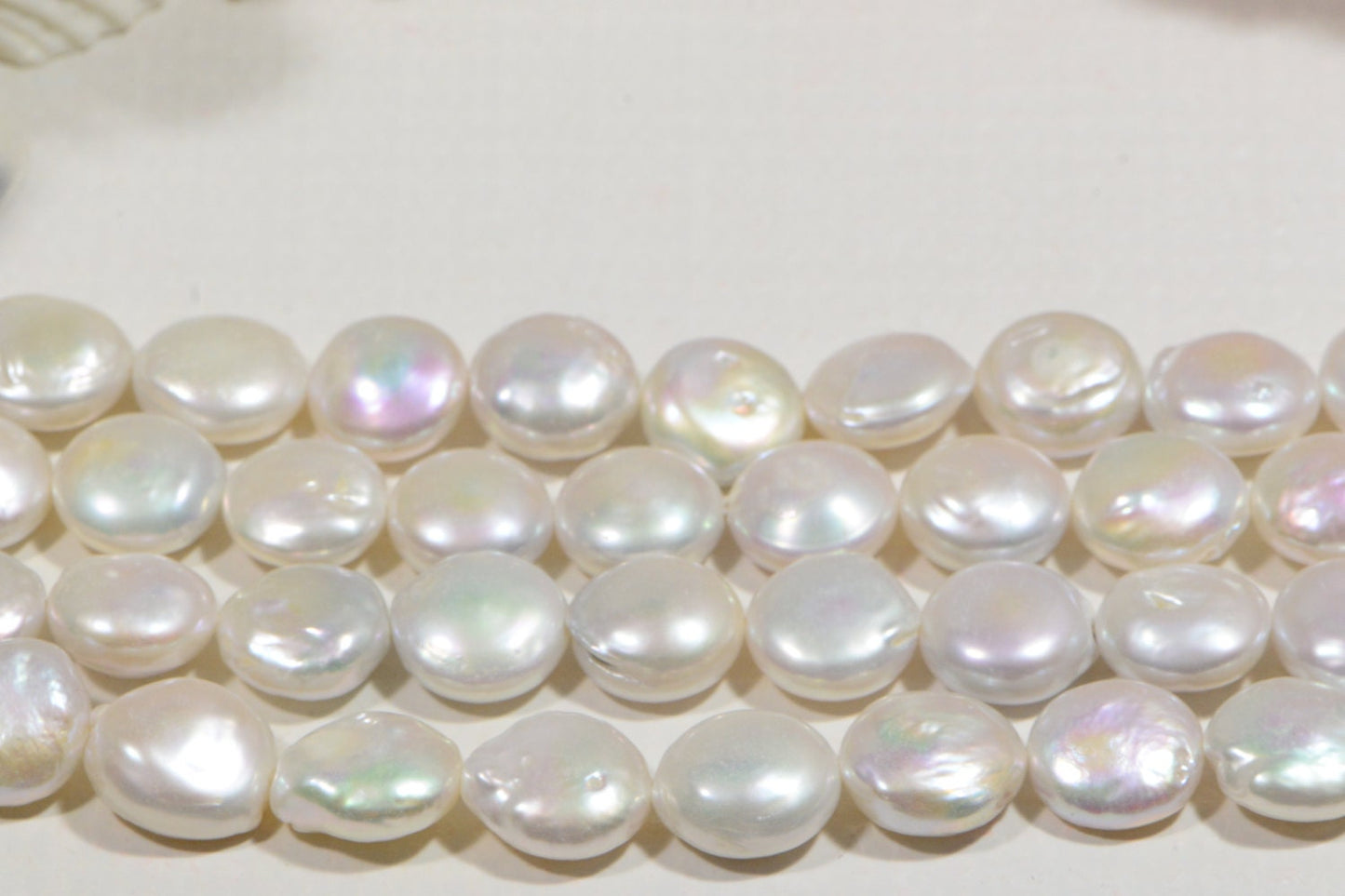 13mm  White  Coin Freshwater  Pearl Cultured Pearl Beads Jewelry Making Supplies