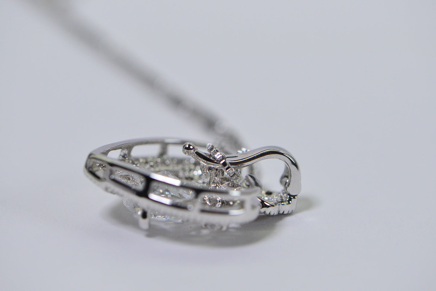 Simulated Diamond Heart Pendant: Sterling Silver Cubic Zirconia Halo