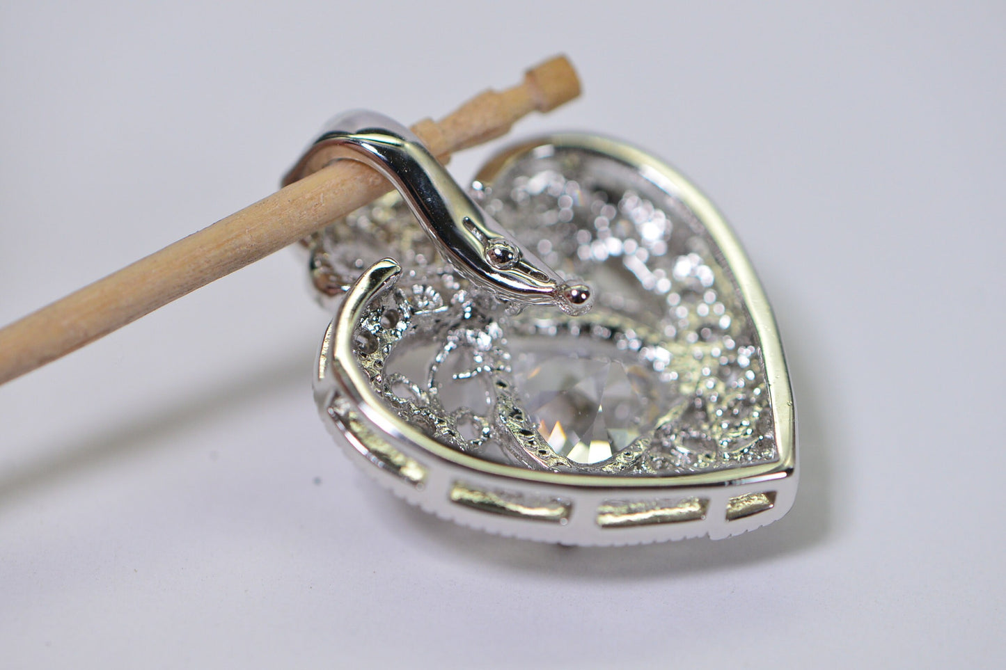 Simulated Diamond Heart Pendant: Sterling Silver Cubic Zirconia Halo