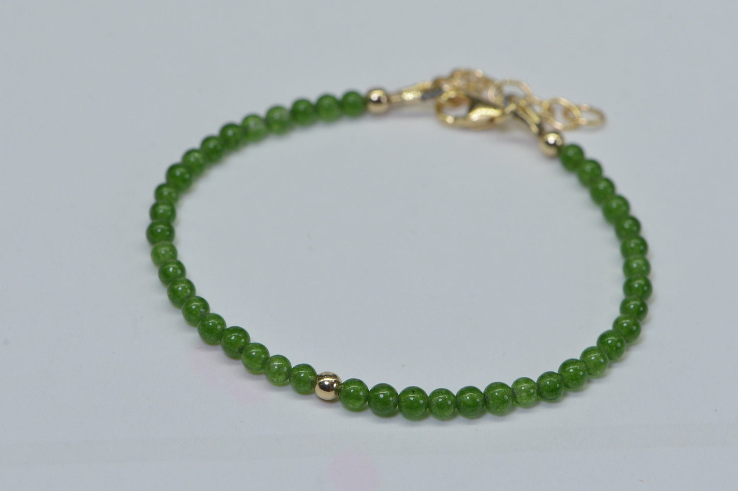 Apple Green Jade Bracelet: 14K Gold-Filled, Tiny Bead Handmade Jewelry