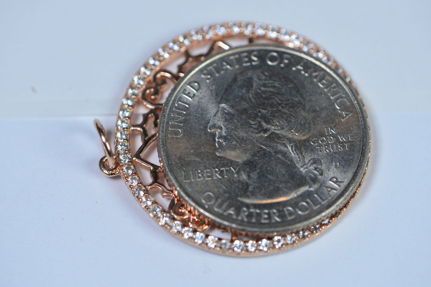 14KRose Gold Diamond Mandala Large Rose Gold Over Sterling silver Estate Jewelry