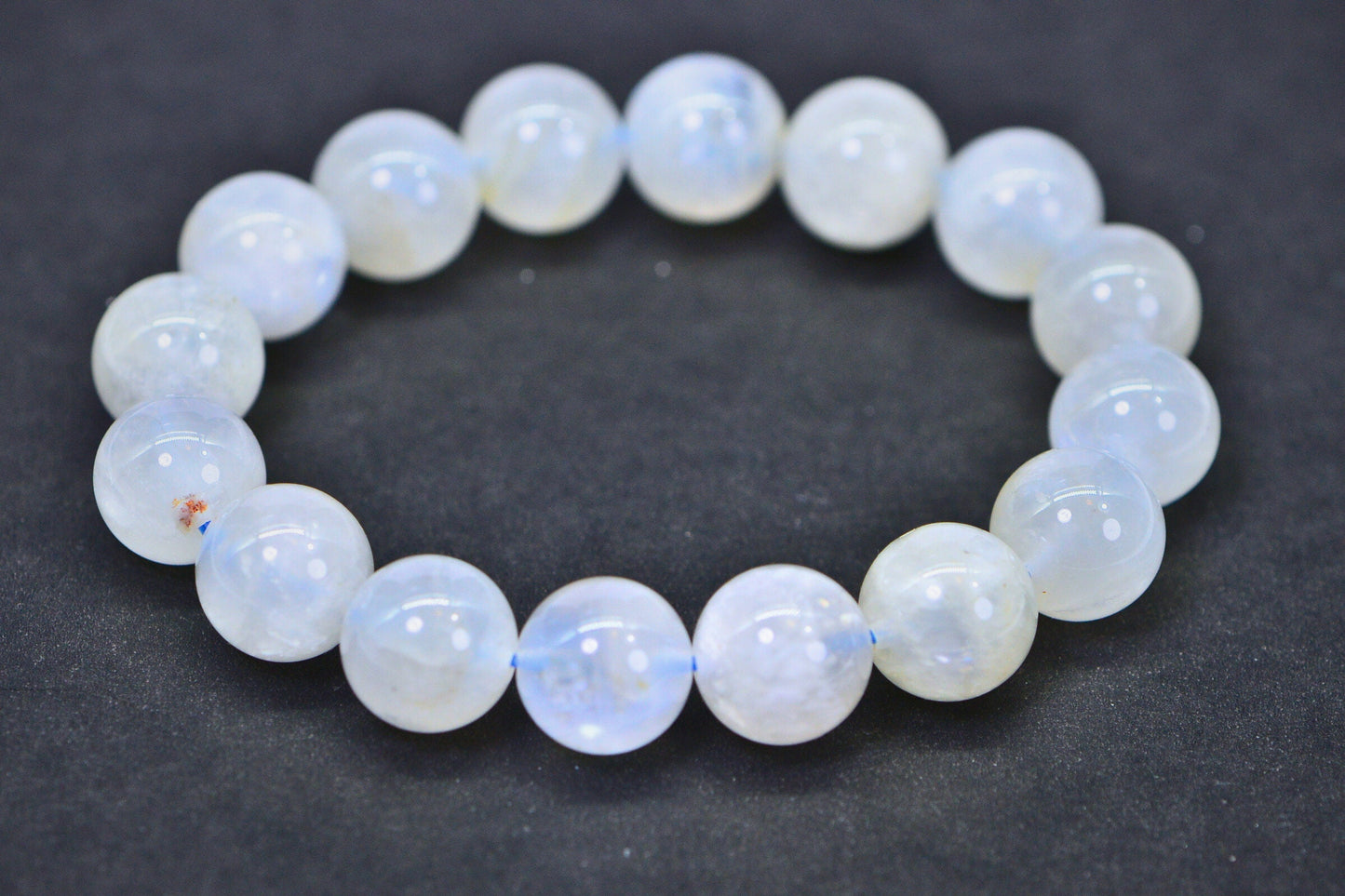 12mm Moonstone Bracelet Round Smooth Beads Crystal Healing Bracelet