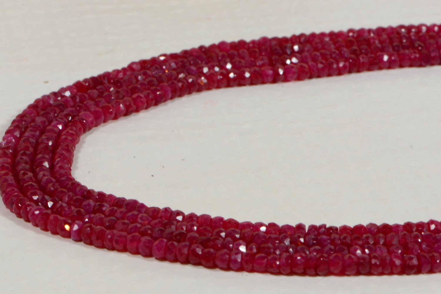 Ruby 3x2mm 6" inch Strand Faceted Rondelles Natural Gemstone Beads Jewelry Making Supplies