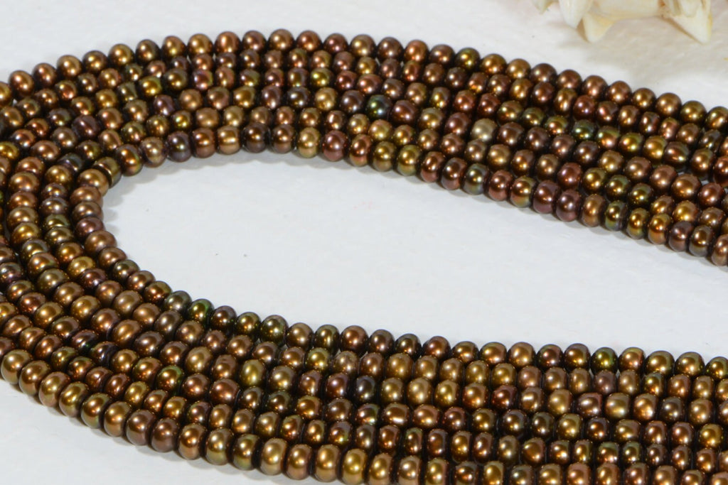 Freshwater Pearl 4.8x3.4mm Brown Gold Pearl Jewelry Making Supplies