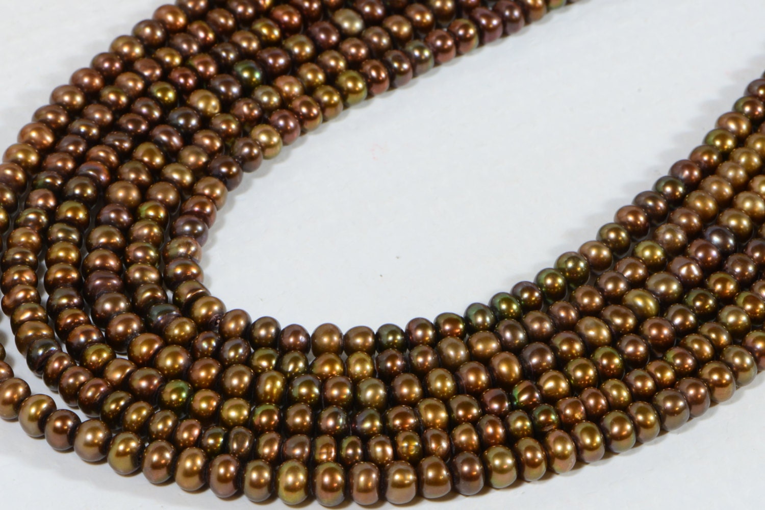 Freshwater Pearl 4.8x3.4mm Brown Gold Pearl Jewelry Making Supplies