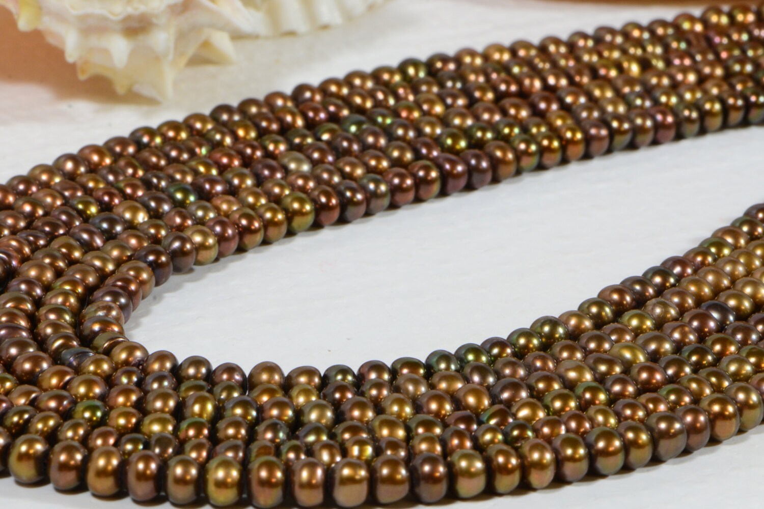 Freshwater Pearl 4.8x3.4mm Brown Gold Pearl Jewelry Making Supplies