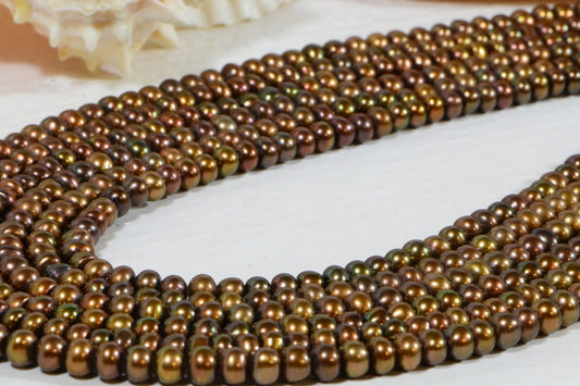 Freshwater Pearl 4.8x3.4mm Brown Gold Pearl Jewelry Making Supplies