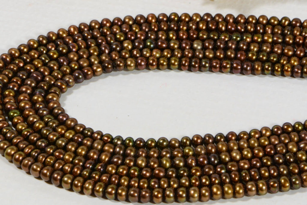 Freshwater Pearl 4.8x3.4mm Brown Gold Pearl Jewelry Making Supplies