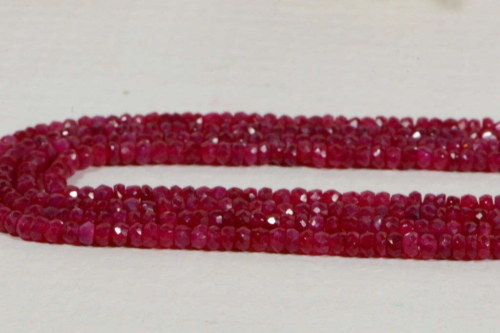 Ruby 3x2mm 6" inch Strand Faceted Rondelles Natural Gemstone Beads Jewelry Making Supplies