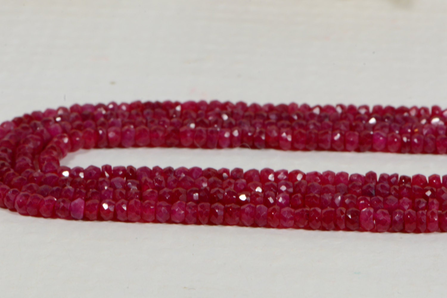 Ruby 3x2mm 6" inch Strand Faceted Rondelles Natural Gemstone Beads Jewelry Making Supplies