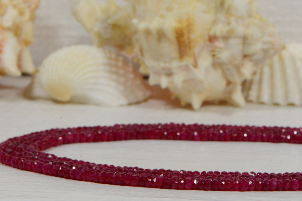 Ruby 3x2mm 6" inch Strand Faceted Rondelles Natural Gemstone Beads Jewelry Making Supplies