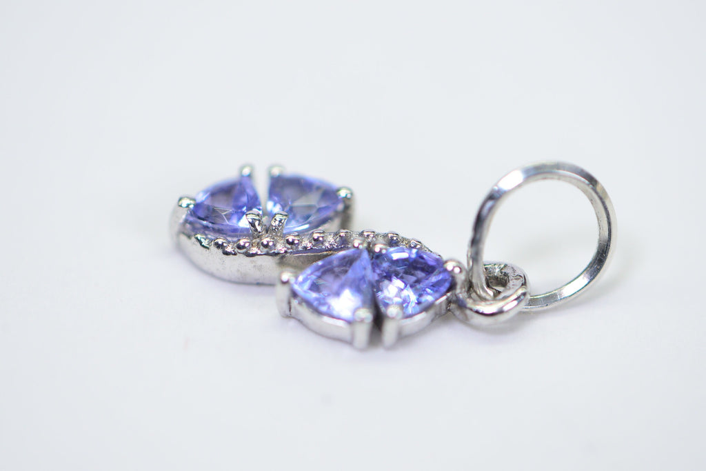 Trillion Tanzanite Charm: Dainty Sterling Silver Pendant, December Birthstone