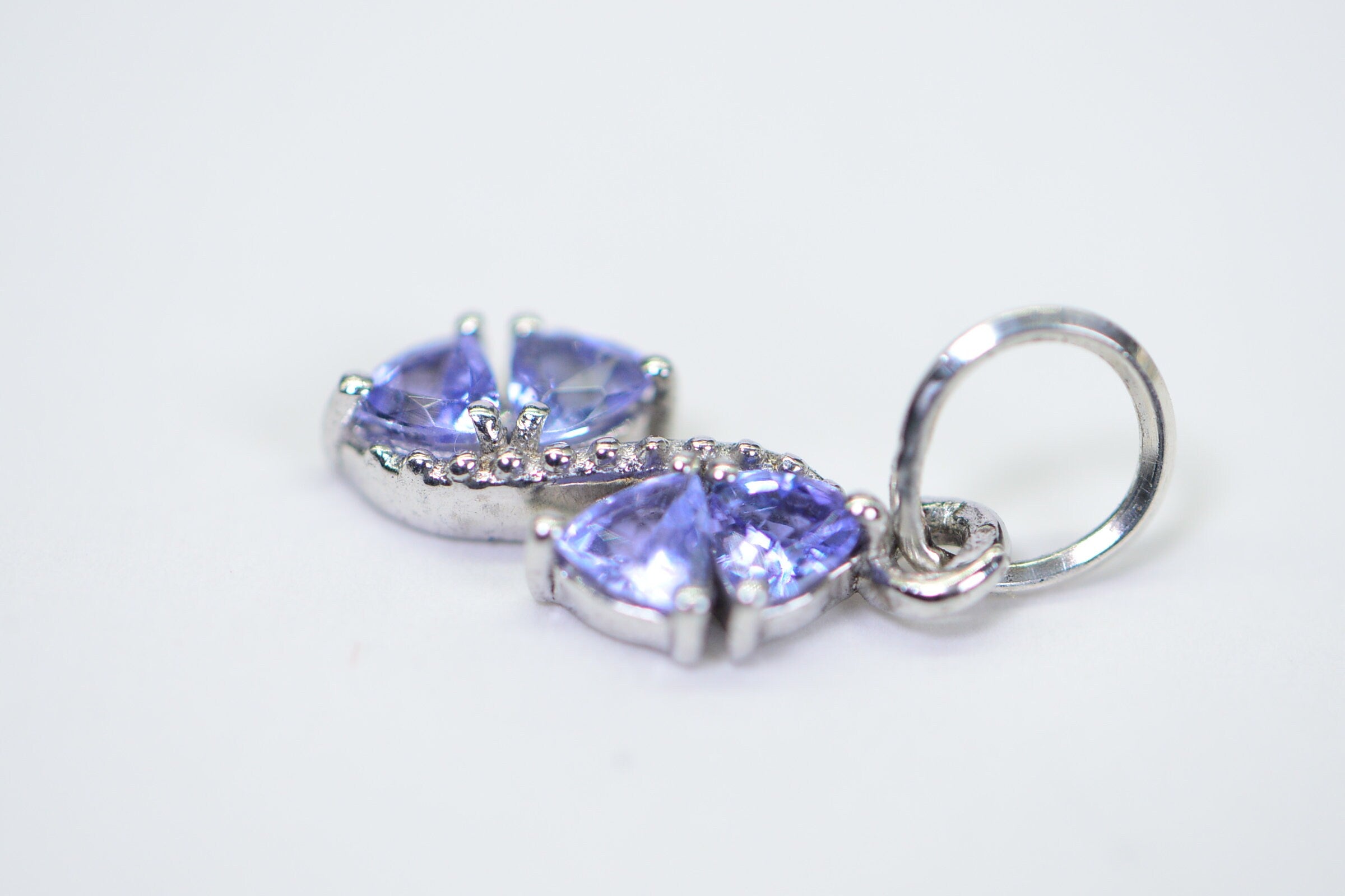 Trillion Tanzanite Charm: Dainty Sterling Silver Pendant, December Birthstone