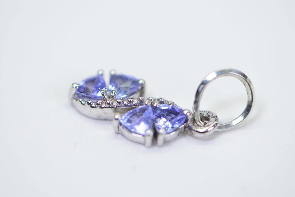 Trillion Tanzanite Charm: Dainty Sterling Silver Pendant, December Birthstone