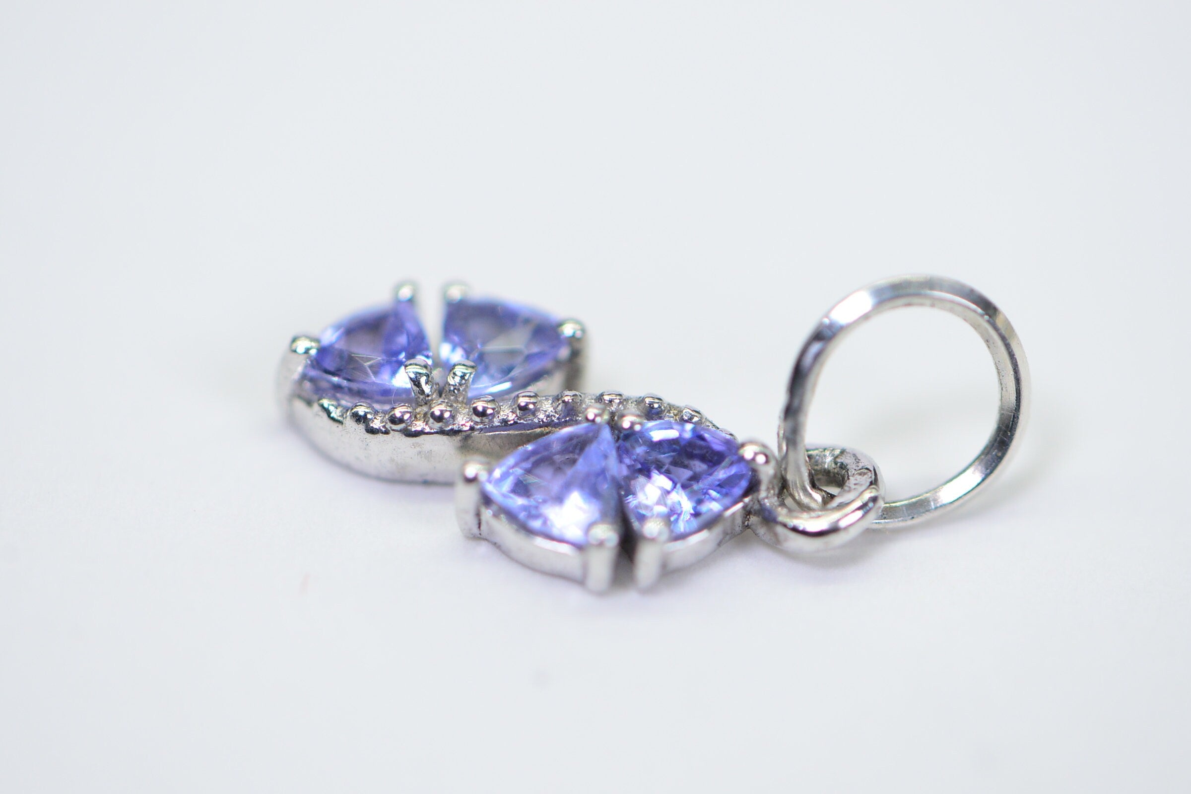 Trillion Tanzanite Charm: Dainty Sterling Silver Pendant, December Birthstone