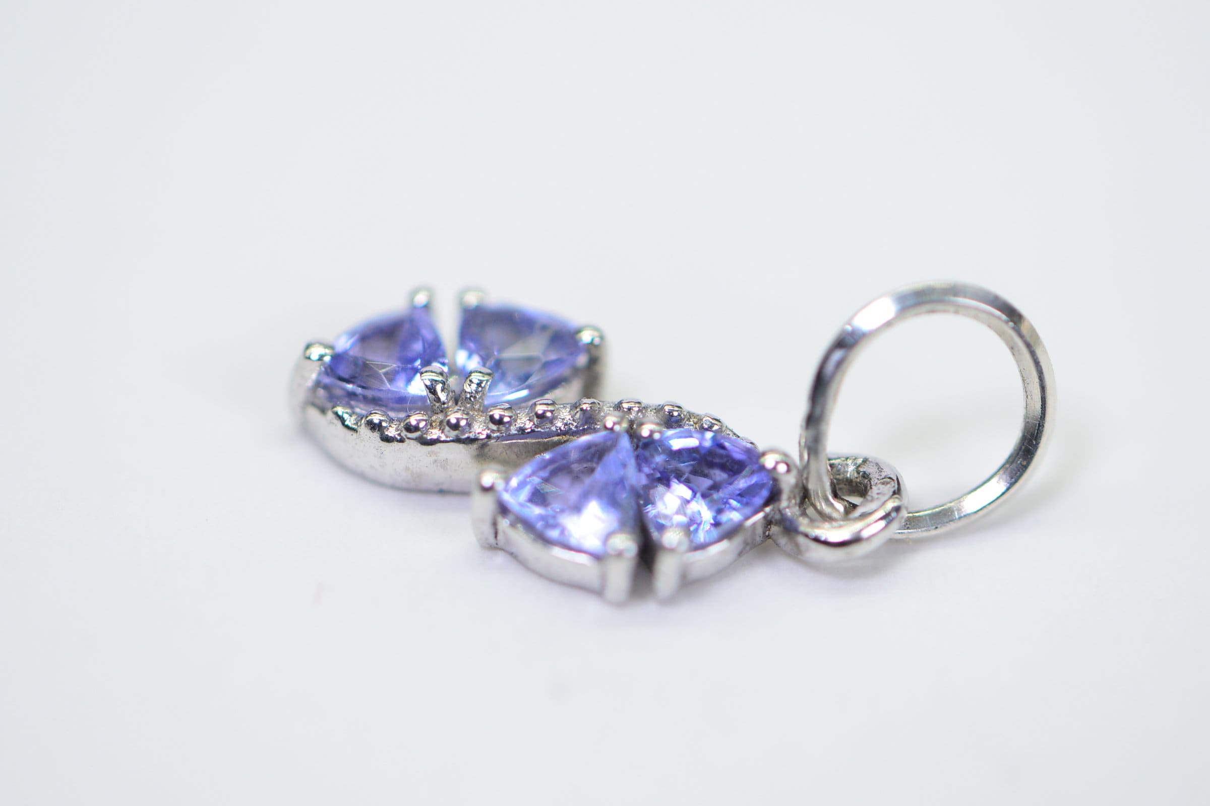 Trillion Tanzanite Charm: Dainty Sterling Silver Pendant, December Birthstone