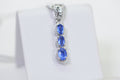 Sapphire Vertical Bar Pendant Necklace: 14K White Gold Over Sterling Silver