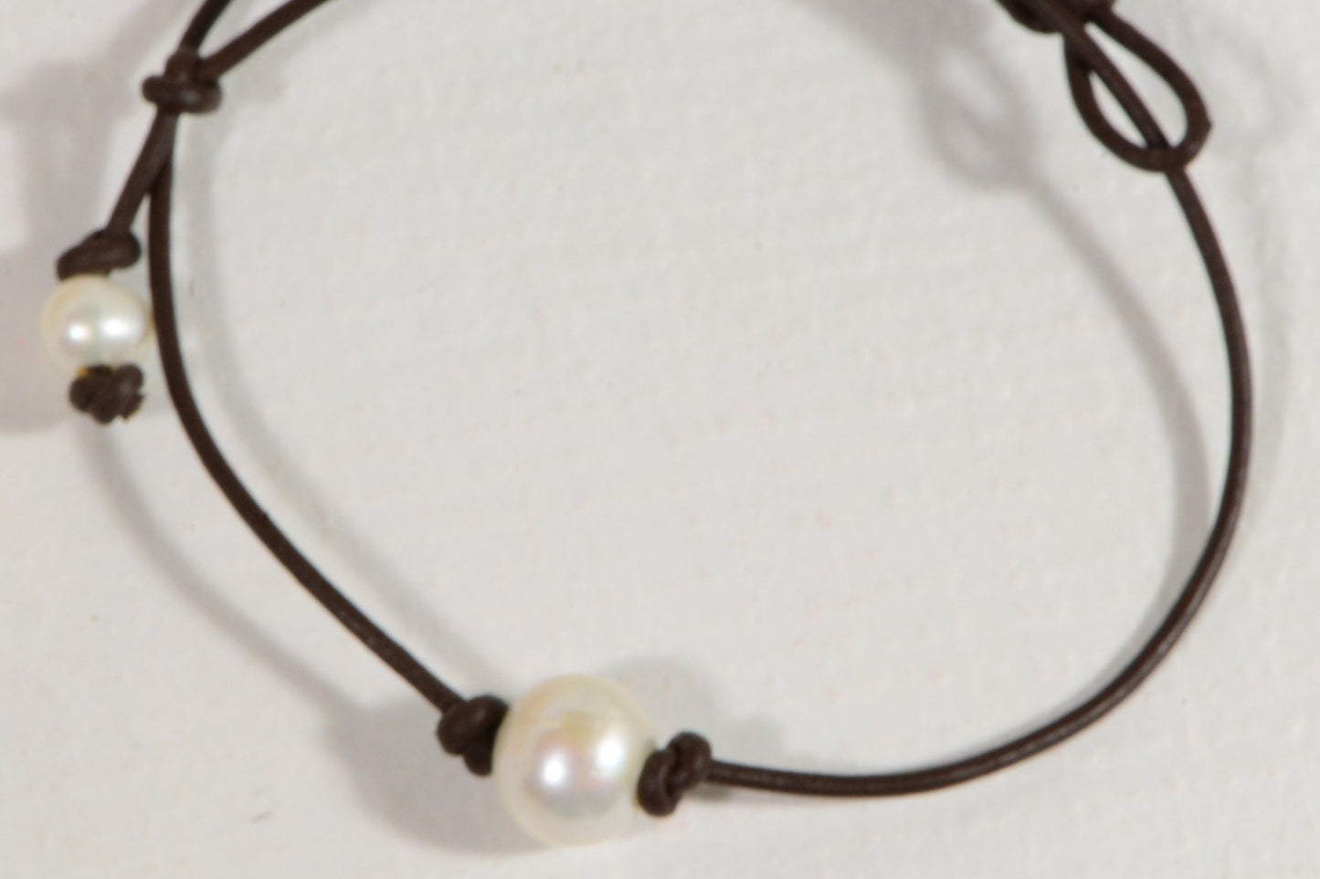 14mm Pearl Necklace, AAA Luster on Brown Leather Cord