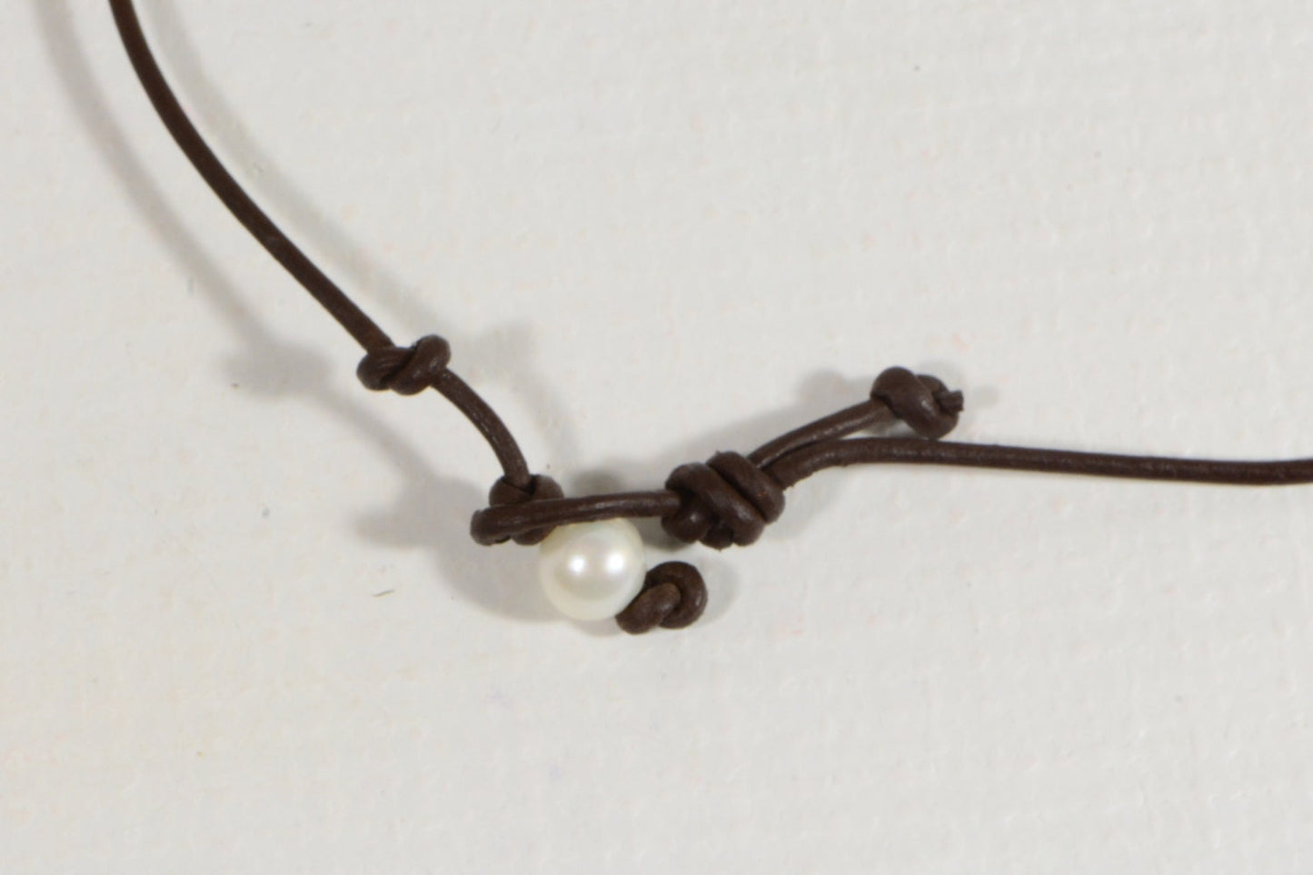 14mm Pearl Necklace, AAA Luster on Brown Leather Cord